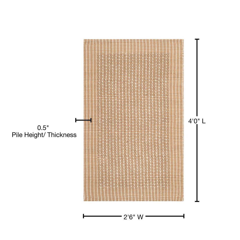 Handmade Ivory Geometric Braided Jute 30" Square Accent Rug