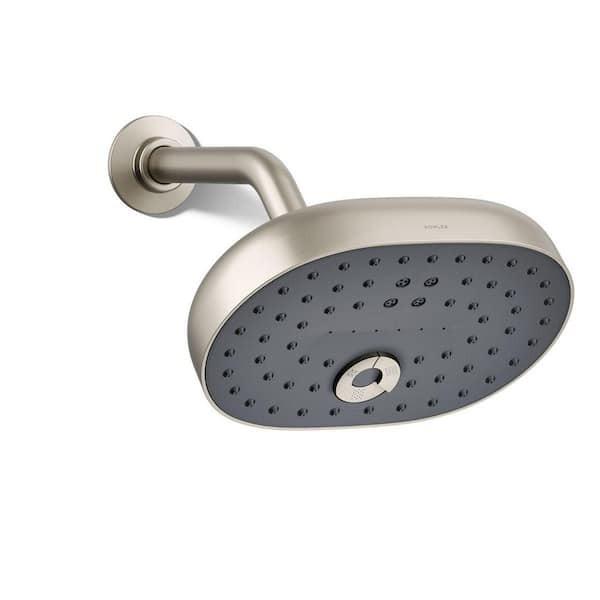 KOHLER Statement 3-Spray Patterns with 1.75 GPM 8 in. Wall Mount Fixed Shower Head in Vibrant Brushed Nickel