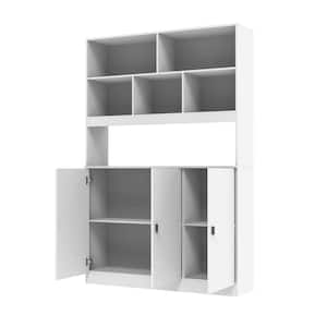White Wood Storage Cabinet Buffet and Hutch Combination Cabinet With Shelves (161 Cabinet)