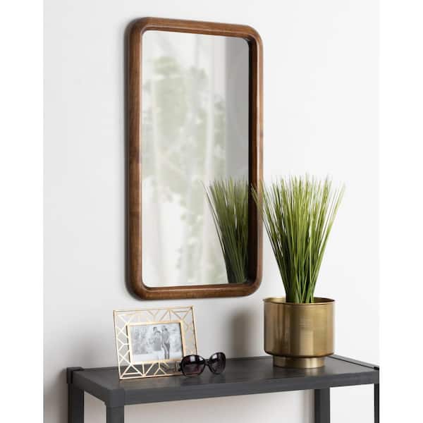 Medium Rectangle Walnut Brown Classic Mirror (31.5 in. H x 16.73 in. W)