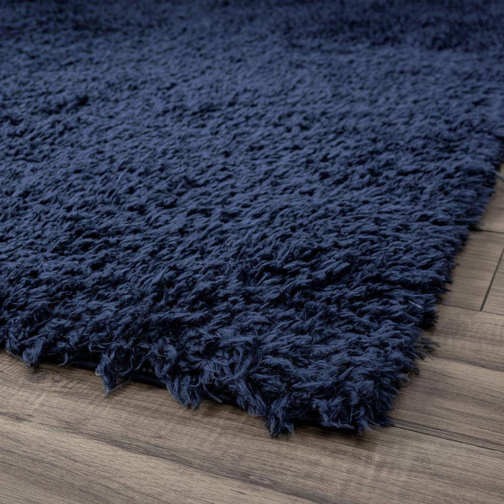 Navy Blue 5x8 Synthetic Shag Rectangular Rug