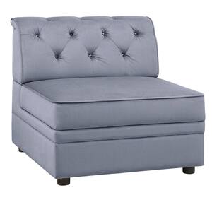Traditional Style Gray Velvet Modular Armless Side Chair with Tufting