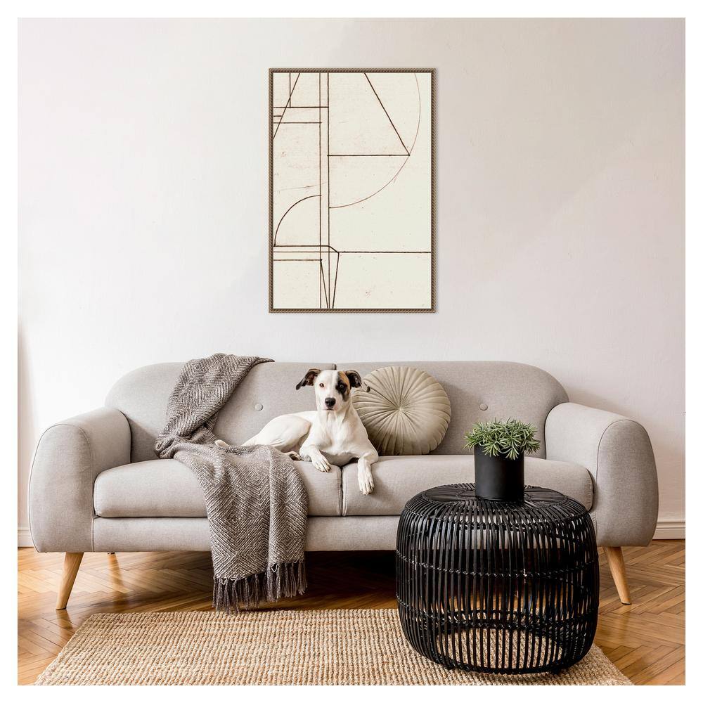 Abstract Geometric Lines Beaded Bronze Framed Canvas Art, 23" x 33"