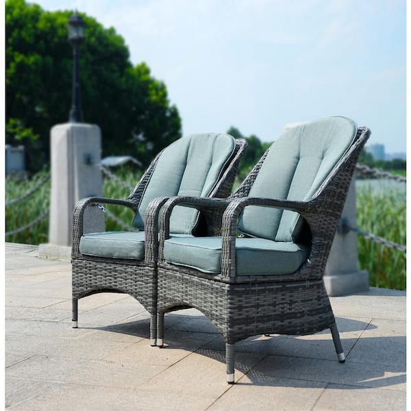 Affect Grey Wicker Outdoor Dining Chair with Celadon Cushions (2 of Chairs Included)