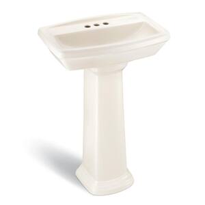 Designer Series 24 in. Pedestal Sink Basin with 4 in. Faucet Center in Biscuit
