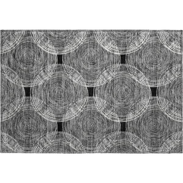 Mayfield Premium Machine Washable Abstract AMF2534 Black 2 ft. x 3 ft. Accent Rug