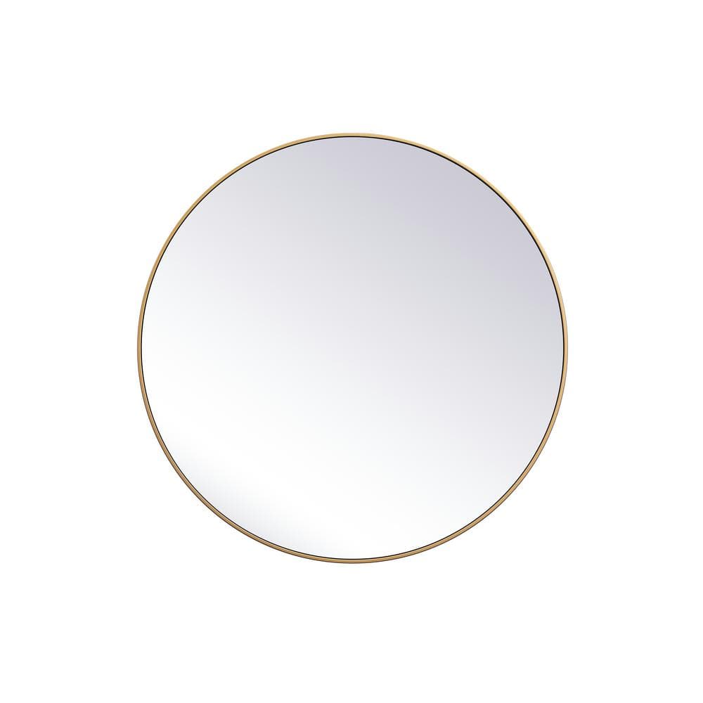 Large Round Brass Modern Mirror (45 in. H x 45 in. W)