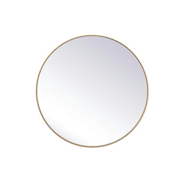 Unbranded Large Round Brass Modern Mirror (45 in. H x 45 in. W)