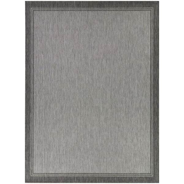 Hampton Bay Terrace Grey 5 ft. x 7 ft. Border Indoor/Outdoor Area Rug