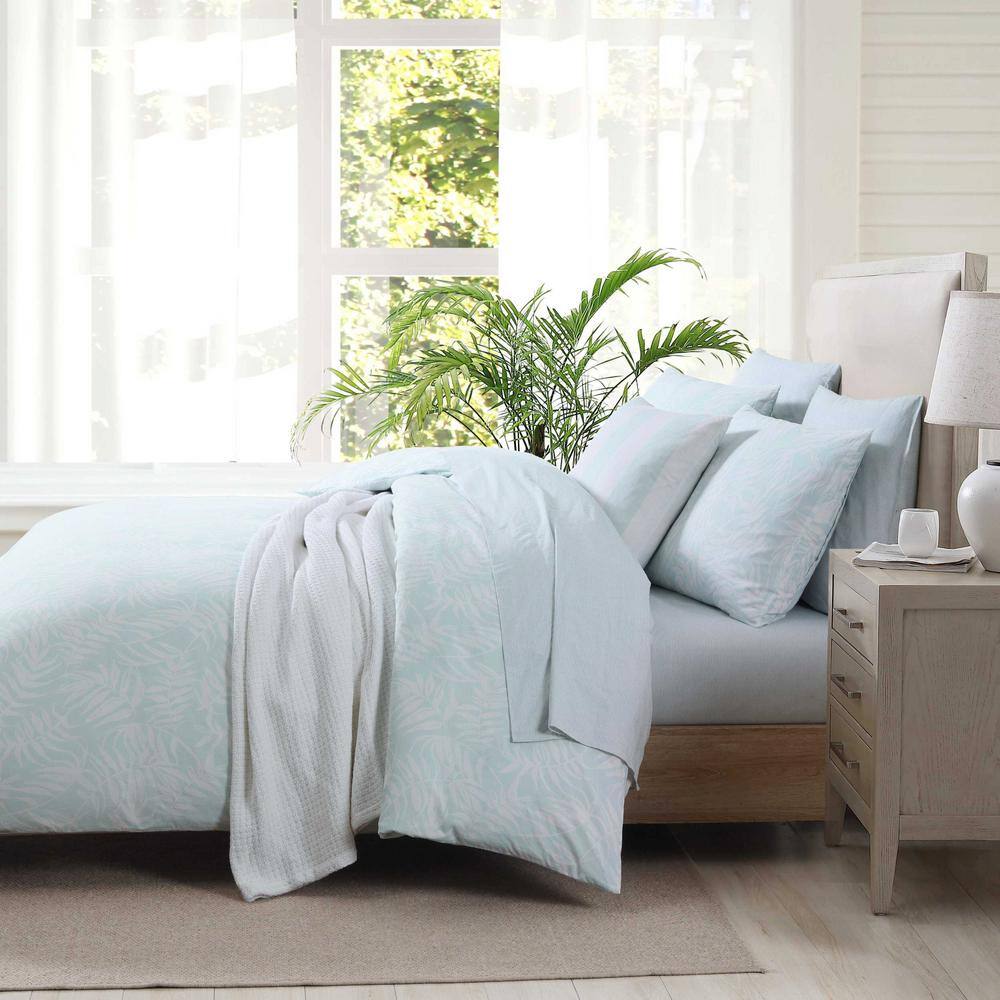 King Blue Cotton Reversible Comforter Set with Shams