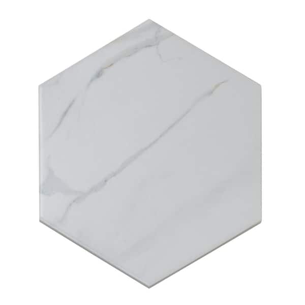 Apollo Tile Splendor White 7.8 in. x 9 in. Matte Porcelain Hexagon Wall and Floor Tile (9.04 sq. ft./case) (24-pack)