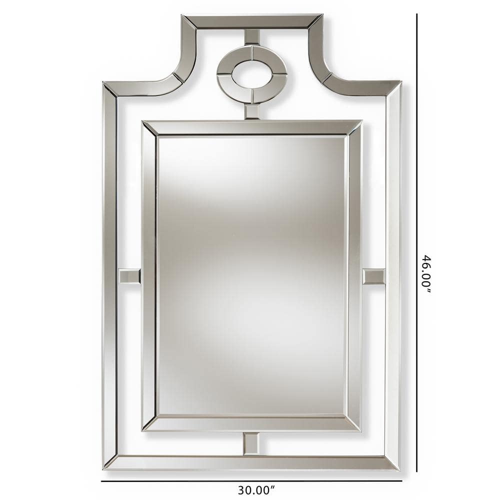 Elegant Pagoda-Inspired Silver and Gold Wall Mirror
