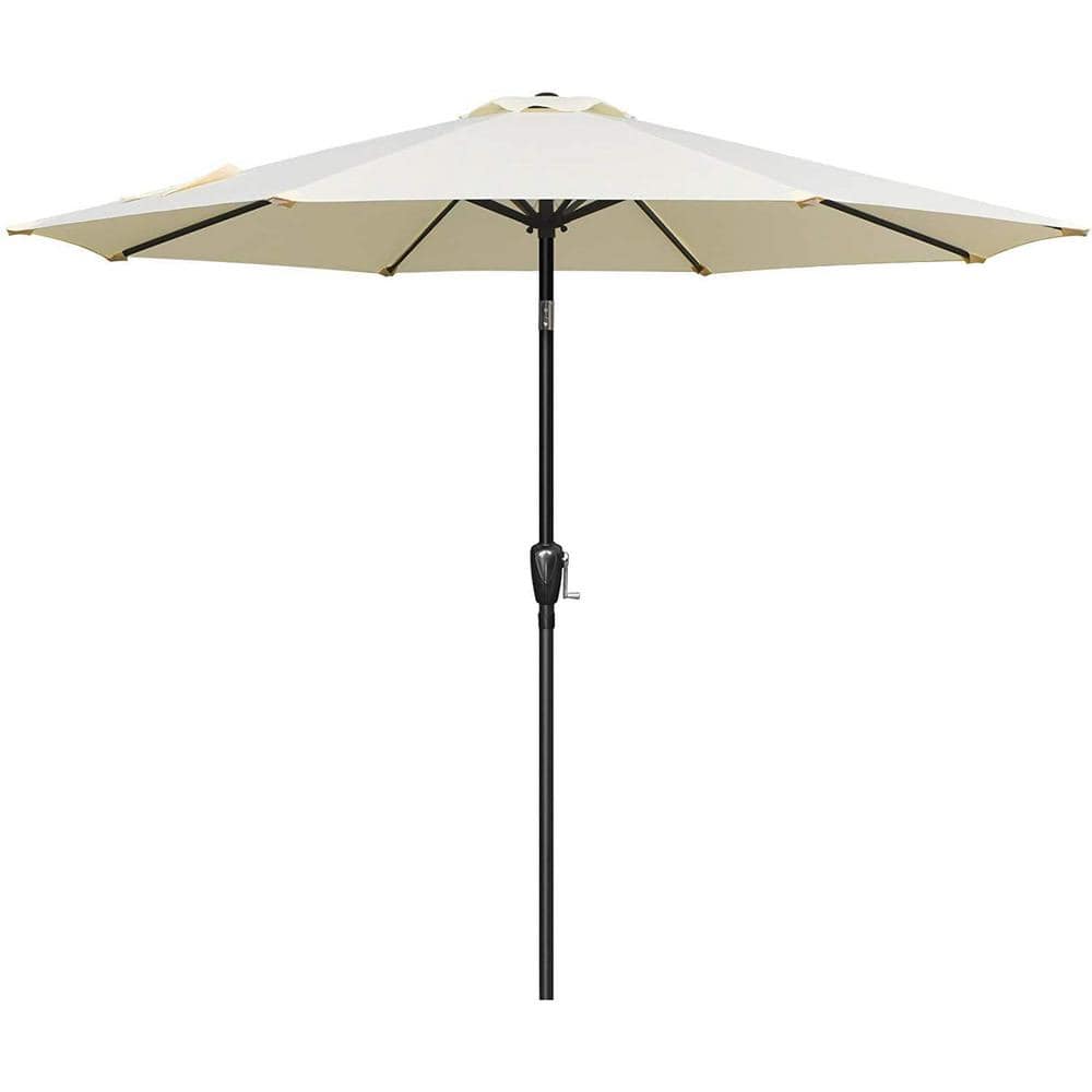 9 ft. Iron Outdoor Market Table Patio Umbrella with Button Tilt and Crank i