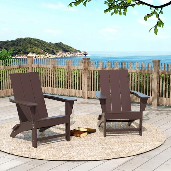 Shoreside Dark Brown Outdoor Modern Folding Plastic Adirondack Chair