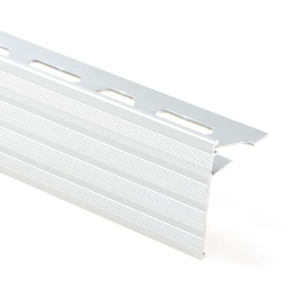 Schluter Schiene-Step Satin Anodized Aluminum 1/2 in. x 8 ft. 2-1/2 in. Metal Stair Nose Tile Edging Trim