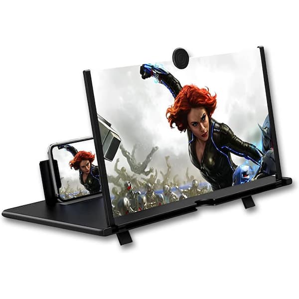 3D HD Smartphone Screen Magnifier 12 in. Foldable Video Expander for Movies Games All Smartphones Black