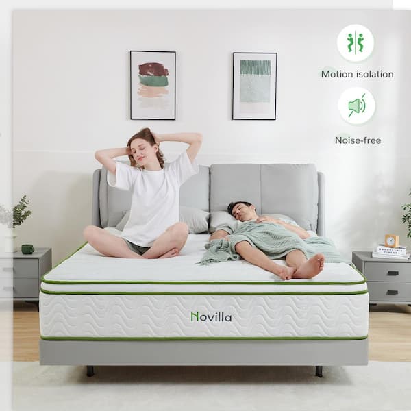  Novilla Queen Size Mattress, 10 Inch Hybrid Pillow Top