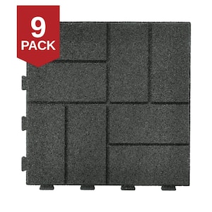 16 in. x 16 in. x 5/8 in. Black SmartLoc Rubber Paver (9-Pack)