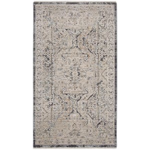 Lynx Ivory Charcoal 3 ft. x 5 ft. All-Over Design Transitional Area Rug