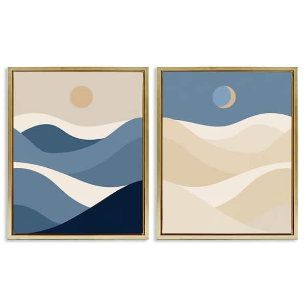Moon Over Soft Ripples by Daphne Polselli 2-Pieces Gold Floater Frame Nature Graphic Art Print 31 in. x 25 in.