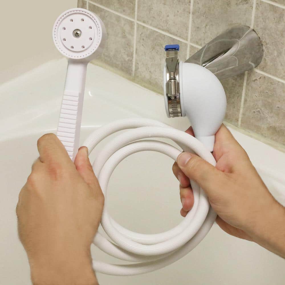 White Handheld Wall Mounted Jet Shower Head with Hose