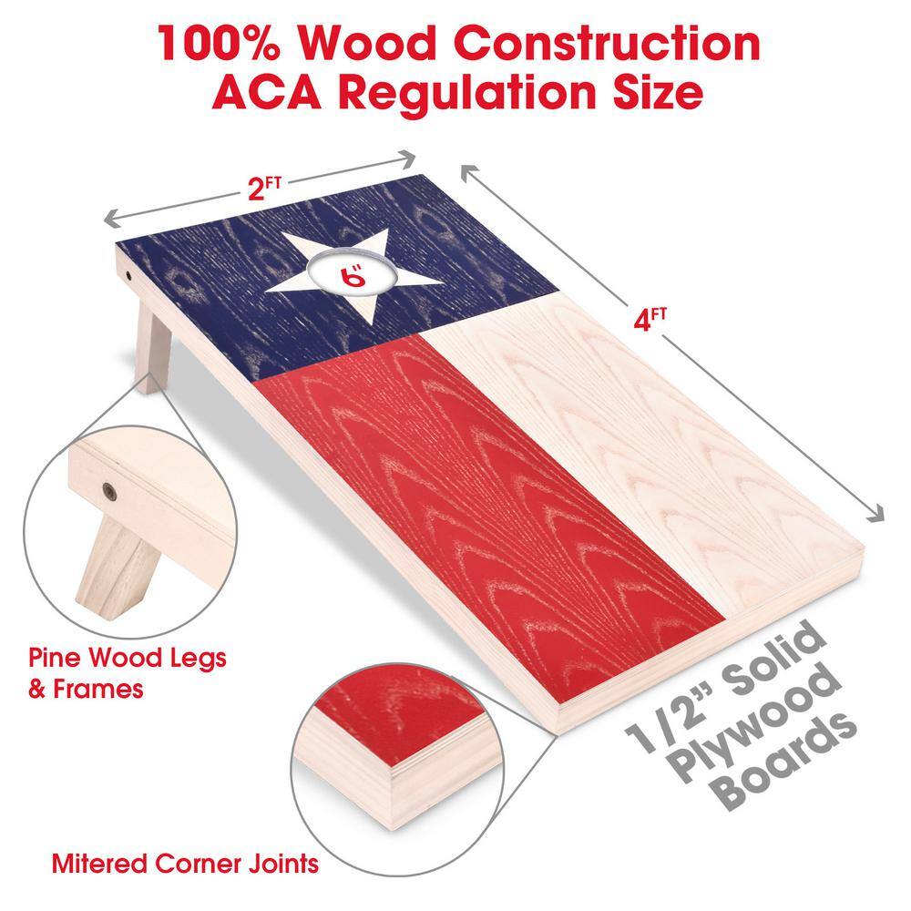 Texas Flag Design Wooden Cornhole Set with Bean Bags and Case