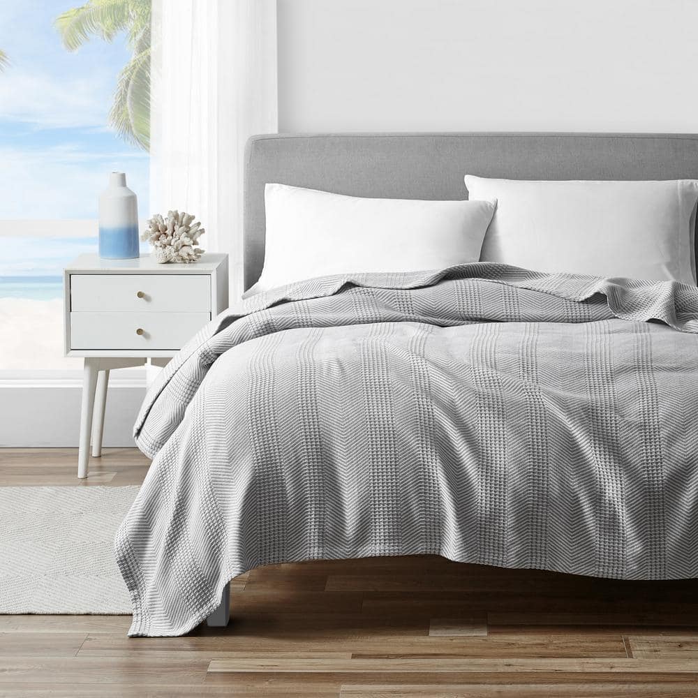 Chevron Grey Twin Cotton Machine Washable Blanket
