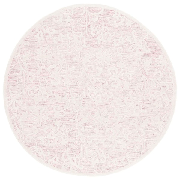 Metro 6 ft. x 6 ft. Pink/Ivory Floral Round Rug
