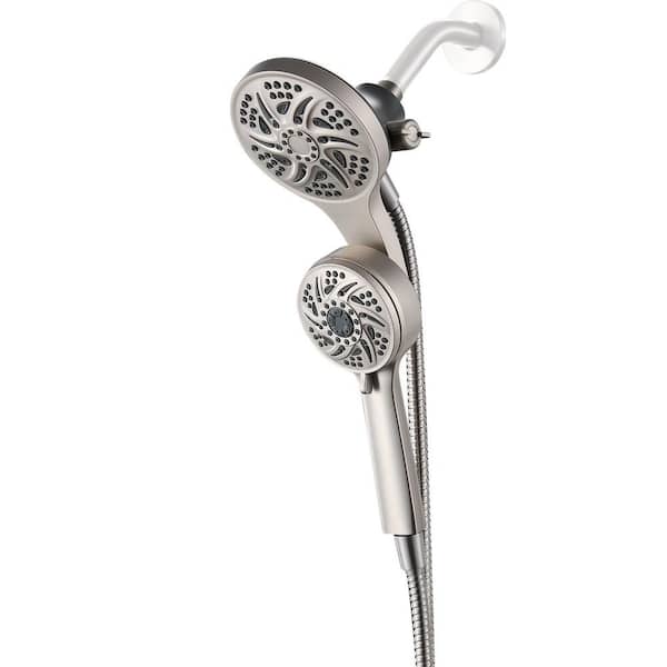 6-Spray Wall Mount 5 in. Dual Shower Head and Handheld Shower Head with 70 in. Hose 2.5 GPM in Brushed Nickel
