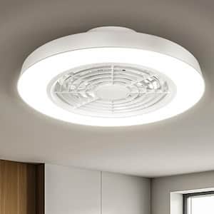 20 in. Indoor White Low Profile Ceiling Fan with Light and Remote, Flush Mount Ceiling Fan with Dimmable Lights