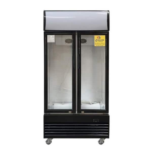 36 in. W 18 cu. ft. NSF Commercial 2-Glass Door Slim Upright Display Beverage Cooler Refrigerator in White