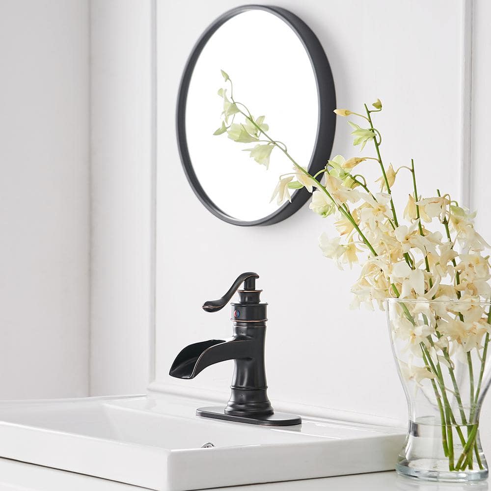 Oil Rubbed Bronze Single-Handle Waterfall Bathroom Faucet