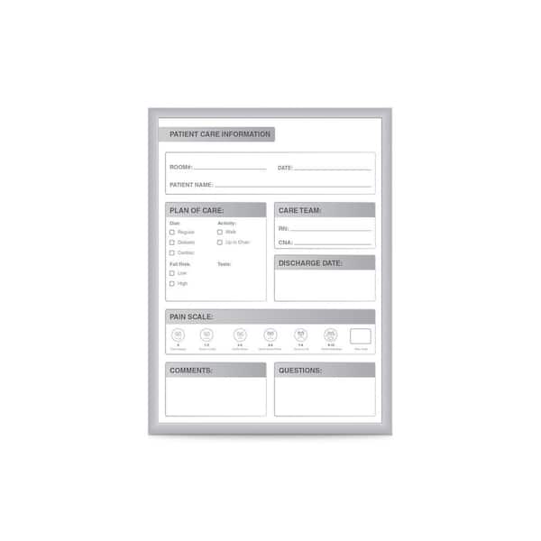 24in x 18in Steel Patient Room Whiteboard, Satin Aluminum Frame, White