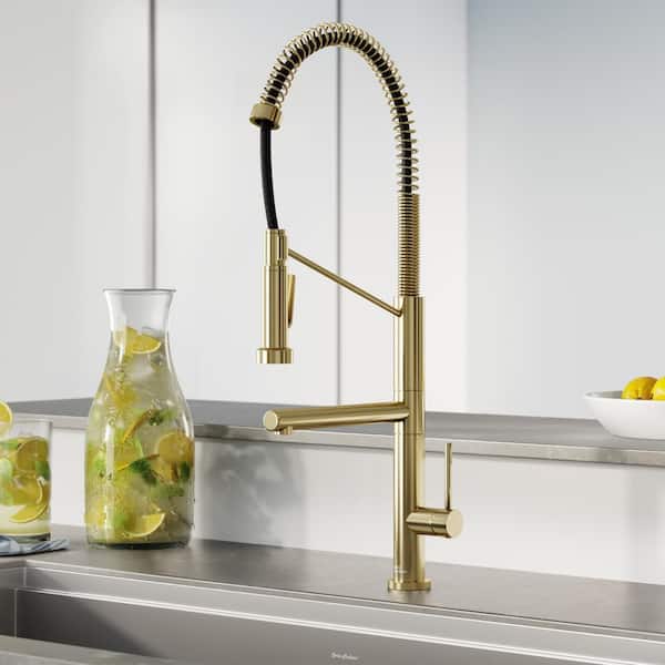 Swiss Madison Novuet Single-Handle Pull-Down Sprayer Kitchen Faucet with Pot Filler in Brushed Gold