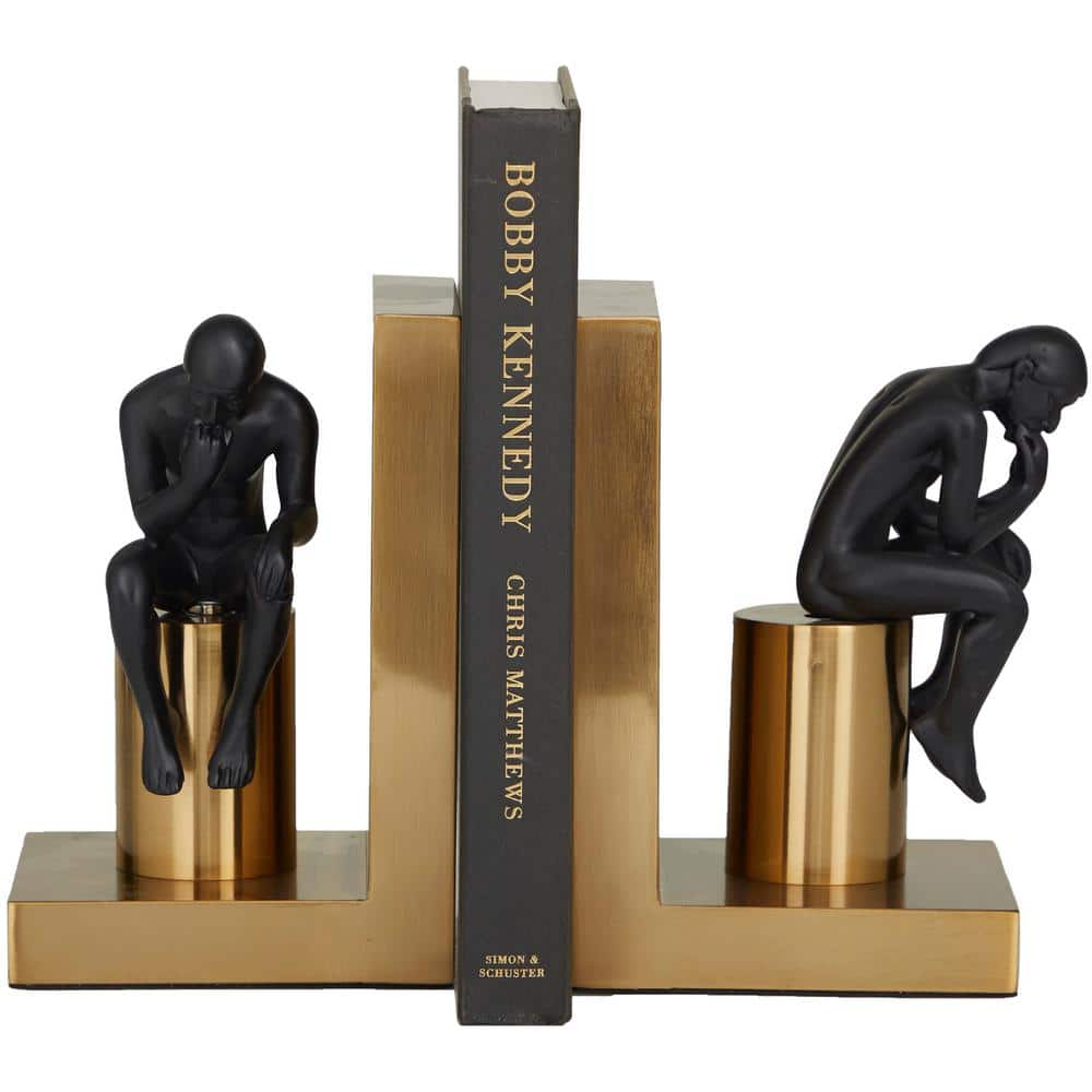 Novogratz Gold Metal The Thinker People Bookends (Set of 2)