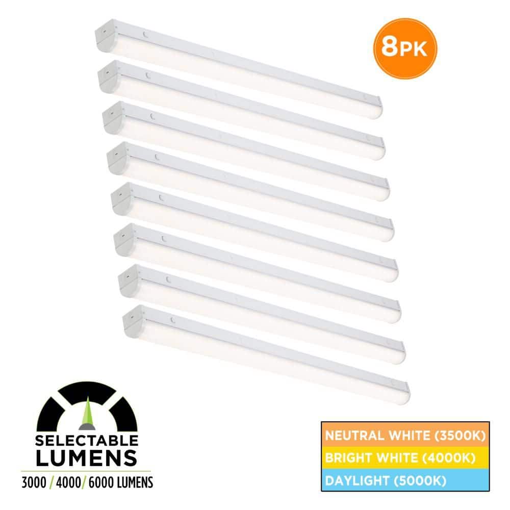 8-Pack 4 ft. Commercial Integrated LED White Strip Light Fixture Selectable CCT 3500K/4000K/5000K, 3000/4000/6000 Lumens price history on PriceWatchPro