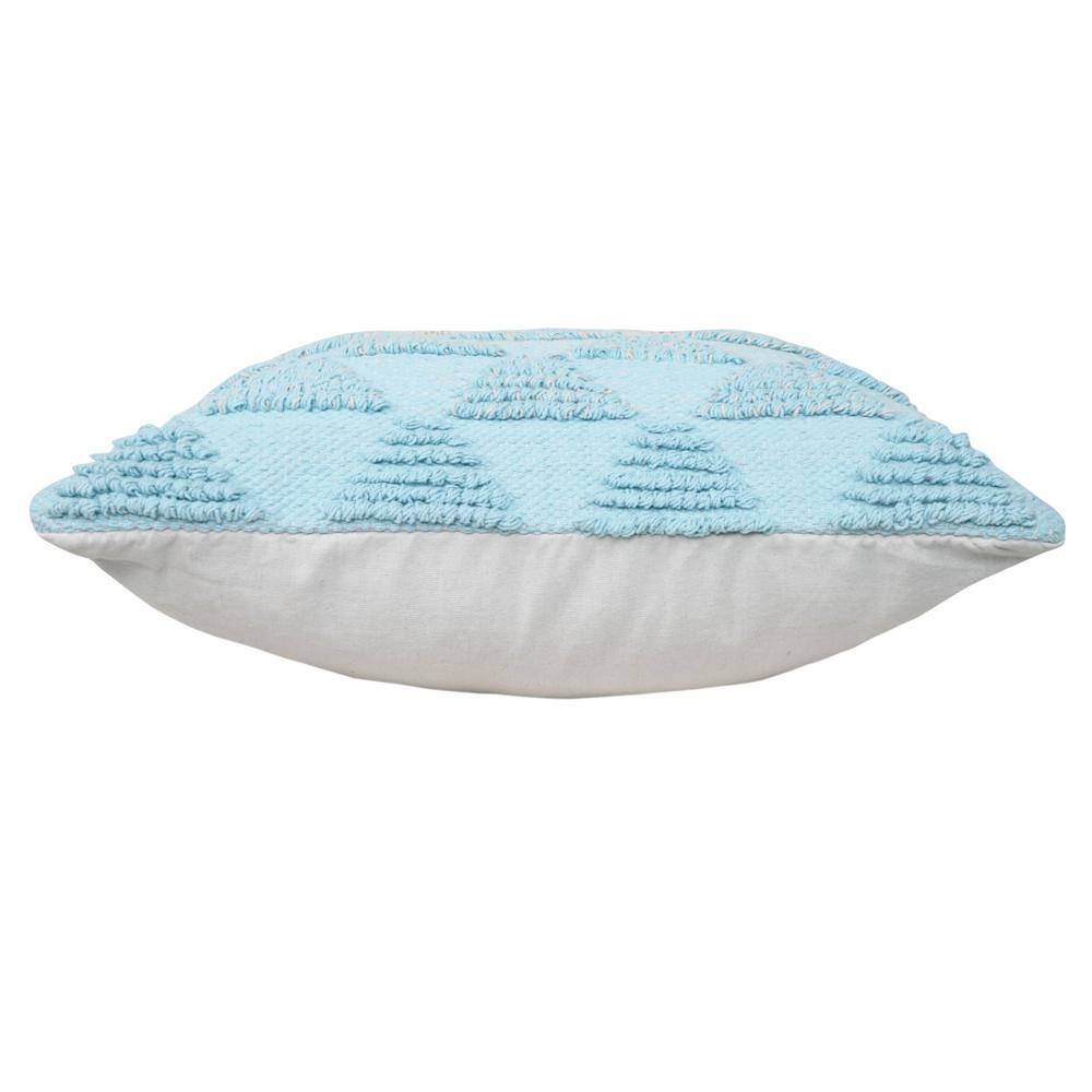 20" Blue and Off-White Geometric Cotton Throw Pillow