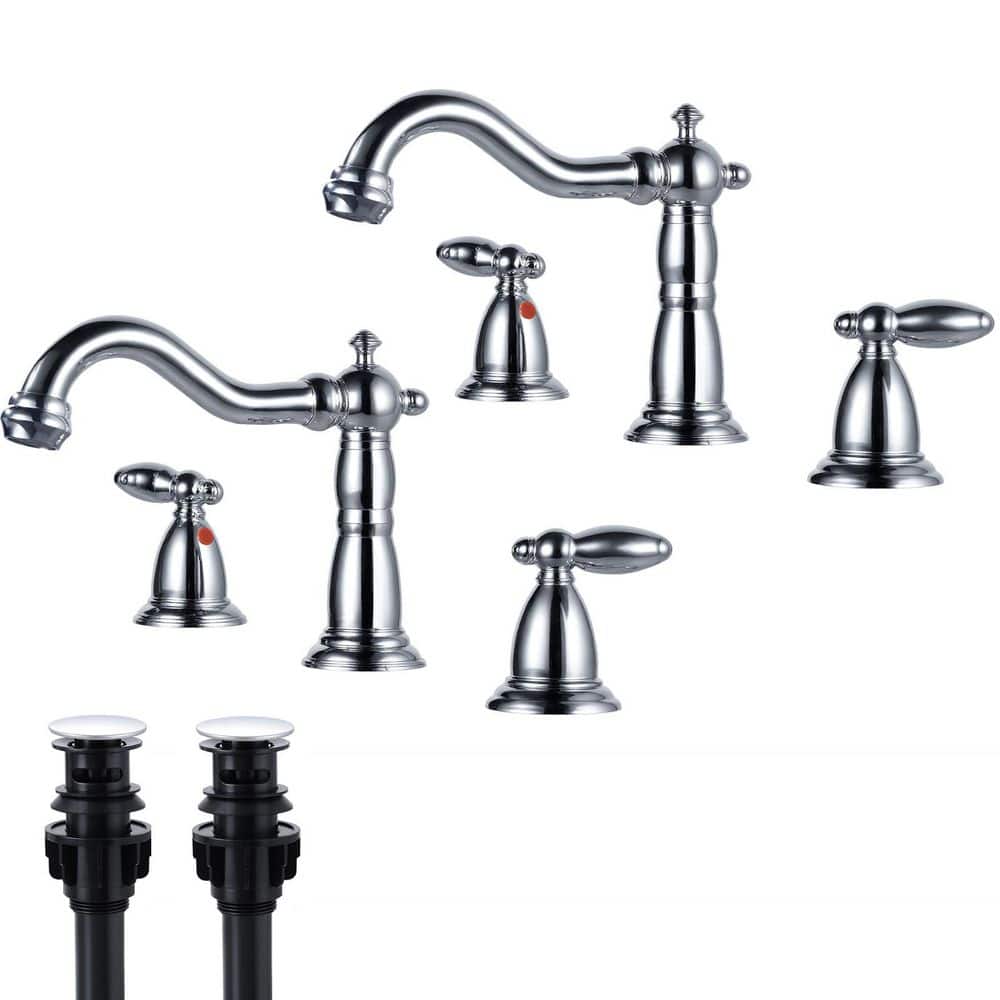 Double handle 8 in. Widespread Bathroom Faucet 3 Hole Bathroom Sink Faucet 