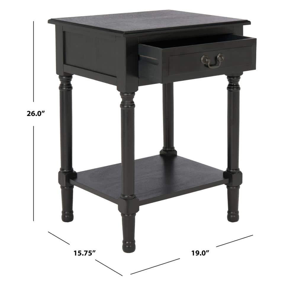 Whitney Black Wood Rectangular Accent Table with Storage