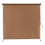 Walnut Cordless UV Blocking Fade Resistant Fabric Exterior Roller Shade 72 in. W x 96 in. L