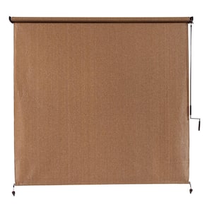 Walnut Cordless UV Blocking Fade Resistant Fabric Exterior Roller Shade 96 in. W x 96 in. L
