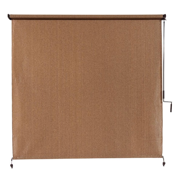 Coolaroo Walnut Cordless UV Blocking Fade Resistant Fabric Exterior Roller Shade 96 in. W x 96 in. L