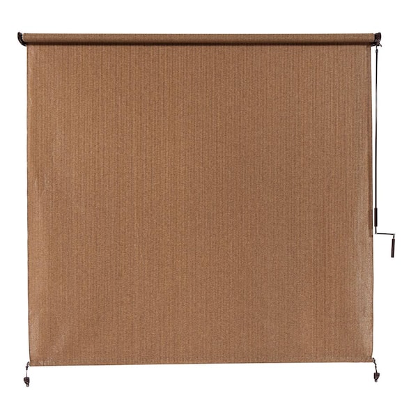 Coolaroo Walnut Cordless UV Blocking Fade Resistant Fabric Exterior Roller Shade 120 in. W x 96 in. L