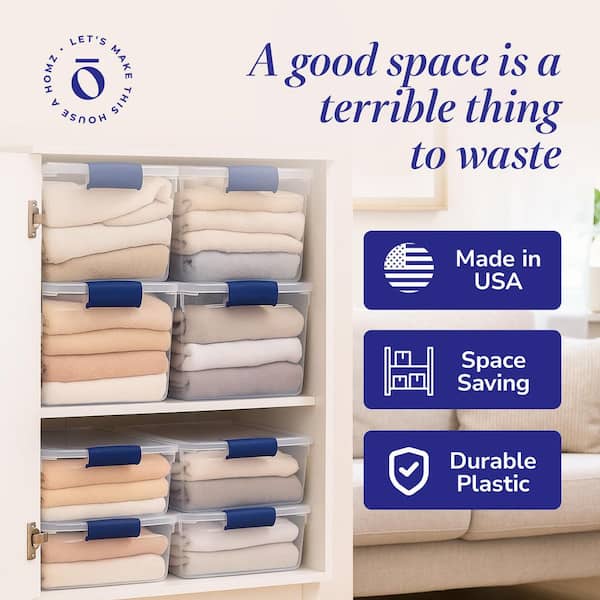 HOMZ 31 qt. Clear Plastic Stackable Storage Containers (4-Pack and