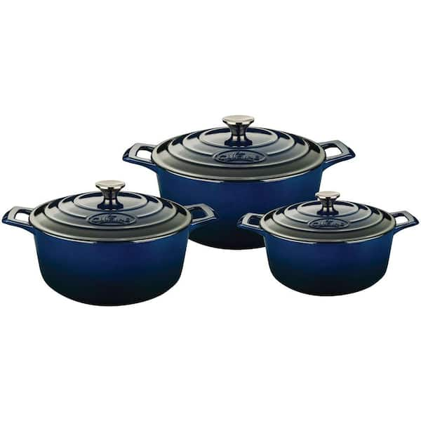 La Cuisine PRO Range 6-Piece Cast Iron Casserole Dishes Set in Blue