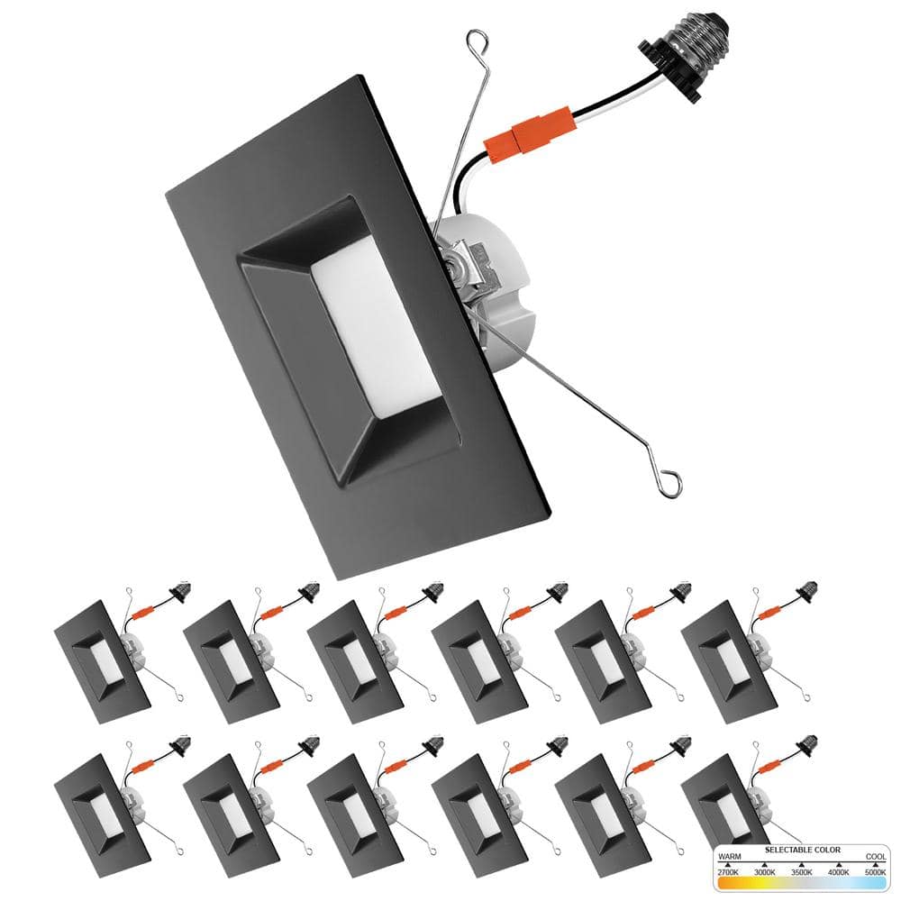 Black Aluminum Square LED Retrofit Recessed Light 5/6 Inch