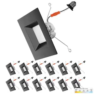 6 in. 14-Watt LED Black Square Retrofit Recessed Housing Light 5 CCT 2700K to 5000K IC Rated Remodel Dimmable (12-Pack)