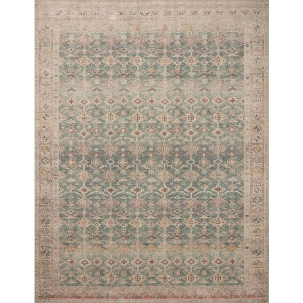 Angela Rose Aubrey 5 ft. x 7 ft. Aqua / Sand Traditional Area Rug