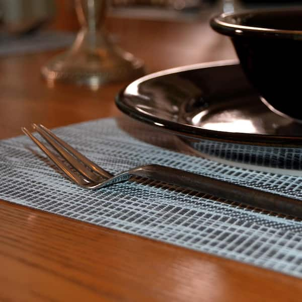 Kraftware EveryTable 18 in. x 12 in. Silver Metallic Woven PVC Placemat (Set of 6)