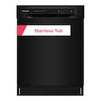 24 in. Black Front Control Tall Tub Dishwasher with Stainless Steel Tub, 52 dBA